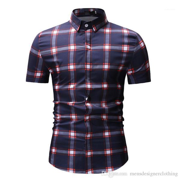 casual shirts fashion single breasted short sleeve mens designer shirts casual males clothing plaid print mens, White;black
casual shirts fashion single breasted short sleeve mens designer shirts casual males clothing plaid print mens, White;black