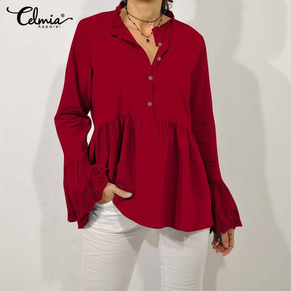 plus size celmia 5xl fashion lace blouse women ruffles tunic long sleeve casual solid elegant shirt hollow out blusas, White
plus size celmia 5xl fashion lace blouse women ruffles tunic long sleeve casual solid elegant shirt hollow out blusas, White