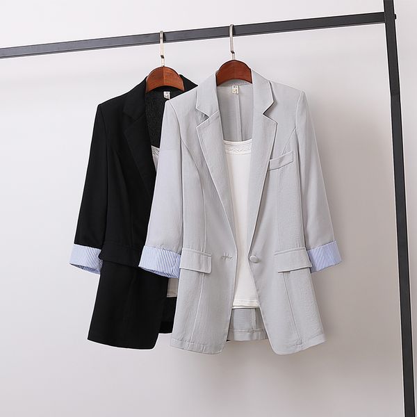 new spring summer cotton linen blazers women fashion patchwork striped plus size blazer casual work wear suit jacket women h288, White;black
new spring summer cotton linen blazers women fashion patchwork striped plus size blazer casual work wear suit jacket women h288, White;black