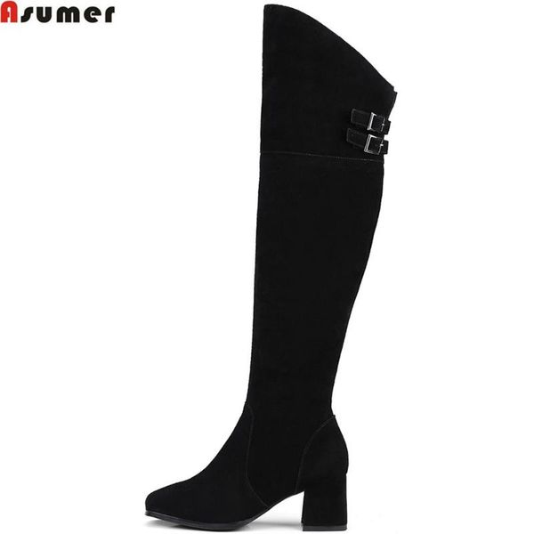 asumer fashion black women boots square toe zipper cow suede ladies boots square heel leather buckle over the knee
asumer fashion black women boots square toe zipper cow suede ladies boots square heel leather buckle over the knee