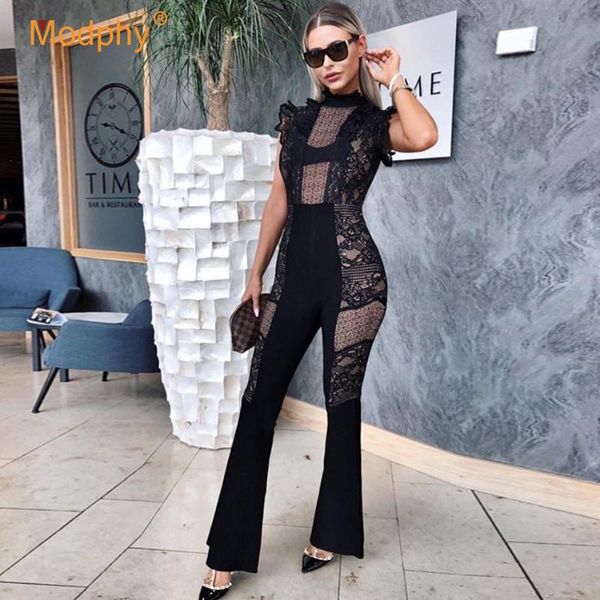 2020 spring new fashion women black bandage jumpsuit lace turtleneck sleeveless ruffle club party bodycon flare jumpsuit, Black;white
2020 spring new fashion women black bandage jumpsuit lace turtleneck sleeveless ruffle club party bodycon flare jumpsuit, Black;white