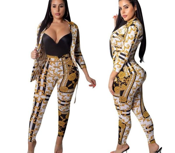 fashion gold print women two piece set turn down collar 3 4 sleeve single button cardigan coat pencil pants business suit outfit, Gray
fashion gold print women two piece set turn down collar 3 4 sleeve single button cardigan coat pencil pants business suit outfit, Gray