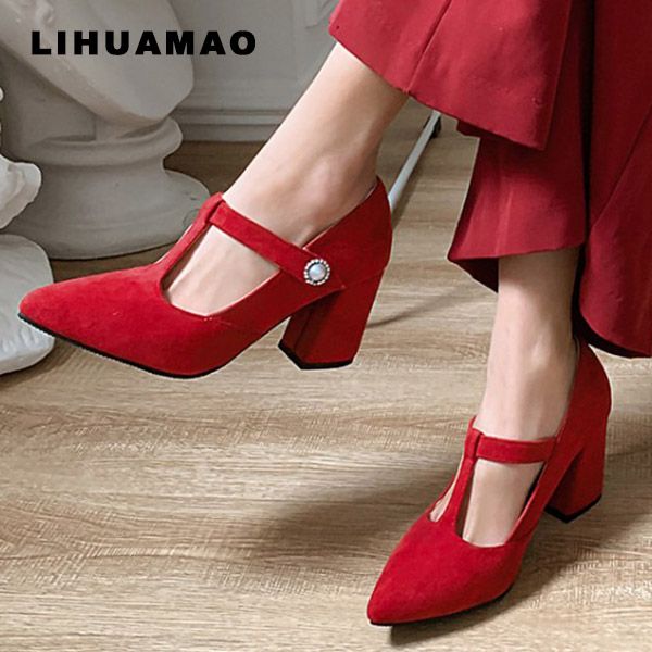 lihuamao suede mary jane shoes for women pointed toe square heel ankle strap ladies shoes pumps work party wedding, Black
lihuamao suede mary jane shoes for women pointed toe square heel ankle strap ladies shoes pumps work party wedding, Black