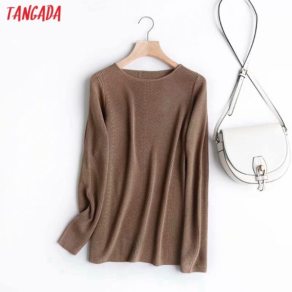 women's sweaters tangada fall 2021 women autumn cotton sweater cashmere knitted pullover round neck jumper 4c56, White;black