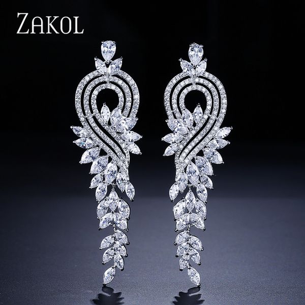 zakol luxury jewelry valentine's day gifts white color flower big dangle drop earrings with marquise shape zircon stone fsep344, Silver
zakol luxury jewelry valentine's day gifts white color flower big dangle drop earrings with marquise shape zircon stone fsep344, Silver