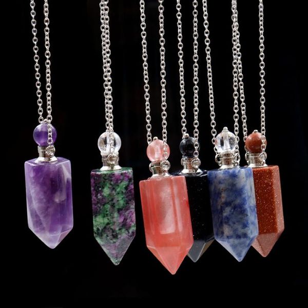 xsm natural stone perfume bottle pendant necklaces essential oil diffuser hexagonal pillar crystal quartzs charms jewelry 1 pcs, Silver
xsm natural stone perfume bottle pendant necklaces essential oil diffuser hexagonal pillar crystal quartzs charms jewelry 1 pcs, Silver