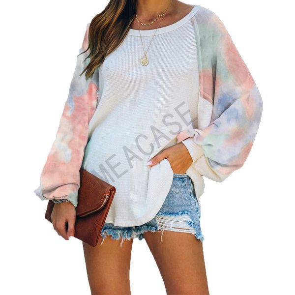 women blouses tie-dye patchwork pullover hoodies fashion oversize long sleeve crew neck t-shirts sweatshirts boutique clothesd81104, White
women blouses tie-dye patchwork pullover hoodies fashion oversize long sleeve crew neck t-shirts sweatshirts boutique clothesd81104, White