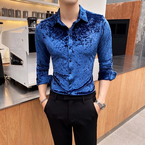 man dress shirts long sleeve men's black social shirt male luxury slim fit formal shirt golden velvet button up chemise homme, White;black
man dress shirts long sleeve men's black social shirt male luxury slim fit formal shirt golden velvet button up chemise homme, White;black