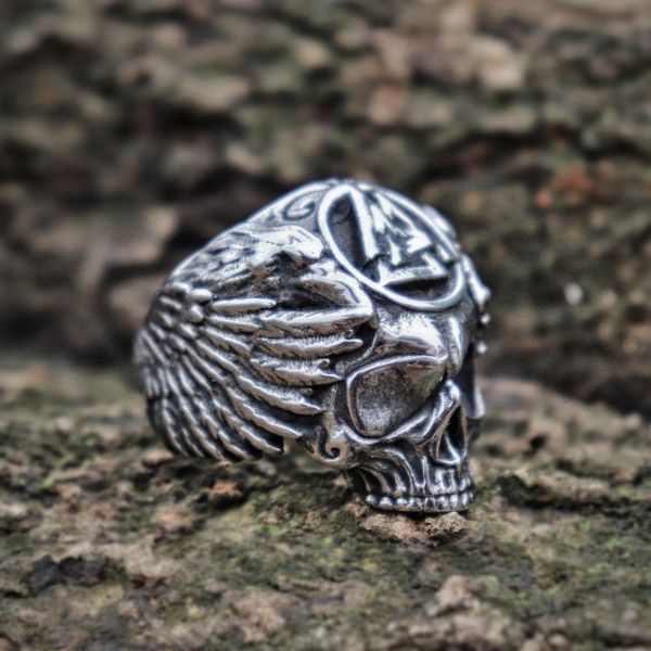 men's ravens biker rings viking valknut symbol sukll 316l stainless steel ring norse amulet jewelry size 8-13, Silver
men's ravens biker rings viking valknut symbol sukll 316l stainless steel ring norse amulet jewelry size 8-13, Silver