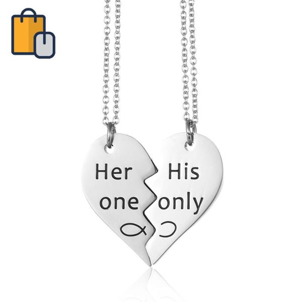 pendant necklaces 2pcs/set her one his only gold silver color heart shaped for couples women men lovers jewelry gift
pendant necklaces 2pcs/set her one his only gold silver color heart shaped for couples women men lovers jewelry gift