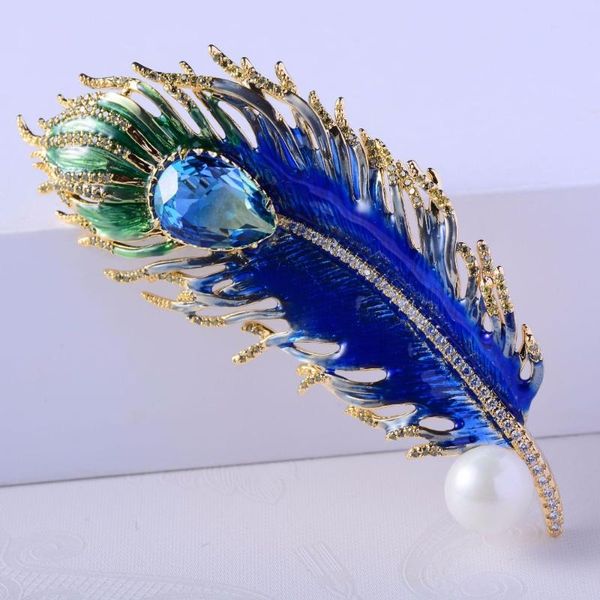 quality crystals cubic zircon enamel feather brooch pin pendant women jewelry xr04807, Gray 
quality crystals cubic zircon enamel feather brooch pin pendant women jewelry xr04807, Gray