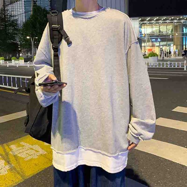 men's sweaters flowing fake crew neck two piece fashion sweater t-shirt youth student sports loose solid color pullover autumn hong kon, White;black
men's sweaters flowing fake crew neck two piece fashion sweater t-shirt youth student sports loose solid color pullover autumn hong kon, White;black