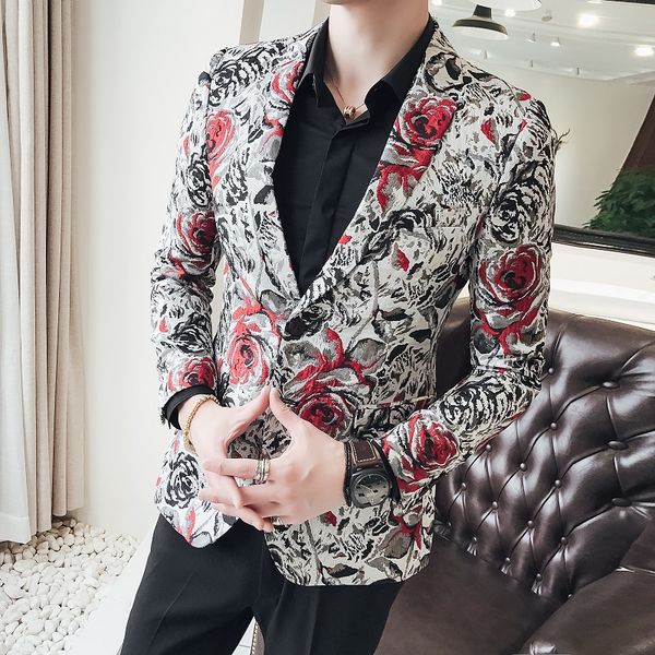 spring autumn men blazer slim fit party banquet nightclub jacket singer host stage costume floral jacquard groom suit, Black;white
spring autumn men blazer slim fit party banquet nightclub jacket singer host stage costume floral jacquard groom suit, Black;white