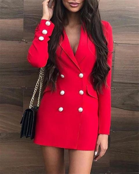 lapel neck solid color printed button design mini dress fashion female clothing autumn womens designer blazers, White;black
lapel neck solid color printed button design mini dress fashion female clothing autumn womens designer blazers, White;black