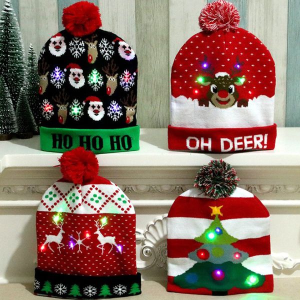2020 new design christmas knitted hats led lighting xmas hats for kids children festival party decoration
2020 new design christmas knitted hats led lighting xmas hats for kids children festival party decoration