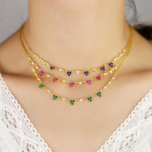 2020 gold filled multi color red blue green white cz flower charm layer choker jewelry necklaces for women fashion wedding gifts, Silver
2020 gold filled multi color red blue green white cz flower charm layer choker jewelry necklaces for women fashion wedding gifts, Silver