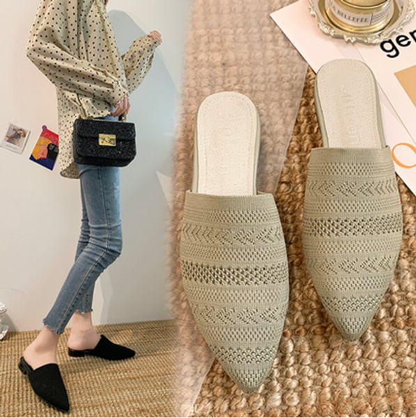 fashion lazy baotou half slippers female wear 2020 summer new knitted thick heel pointed high heel sandals, Black
fashion lazy baotou half slippers female wear 2020 summer new knitted thick heel pointed high heel sandals, Black