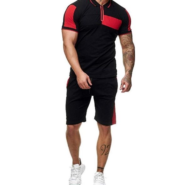 neck short sleeve male sport sets elastic wasit pullover homme clothing summer mens patchwork tracksuits zip lapel, Gray
neck short sleeve male sport sets elastic wasit pullover homme clothing summer mens patchwork tracksuits zip lapel, Gray