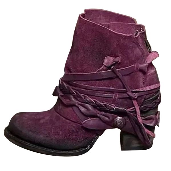 women's retro fashion round toe boots back zipper comfortable short boots women botas mujer, Black
women's retro fashion round toe boots back zipper comfortable short boots women botas mujer, Black
