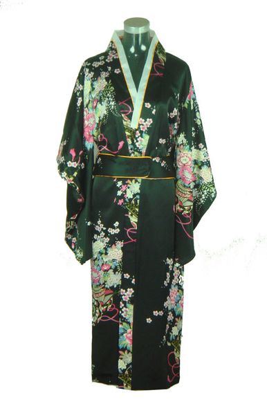 black vintage japanese women's satin kimono bath gown yukata with obi dress clothing mujeres quimono flower h0037, Red
black vintage japanese women's satin kimono bath gown yukata with obi dress clothing mujeres quimono flower h0037, Red