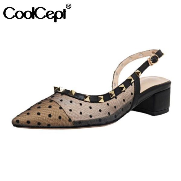 coolcept 2020 real genuine leather sandals pointed toe thick heel buckle strap dot print rivets fashion sandals size 34-43, Black
coolcept 2020 real genuine leather sandals pointed toe thick heel buckle strap dot print rivets fashion sandals size 34-43, Black