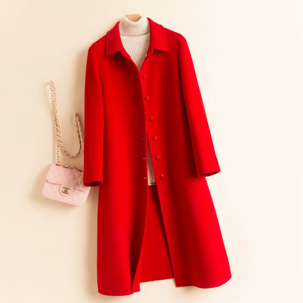 women's wool & blends autumn winter double-sided cashmere coat female mid-length over the knee 100% pure woolen doll collar coats women, Black
women's wool & blends autumn winter double-sided cashmere coat female mid-length over the knee 100% pure woolen doll collar coats women, Black