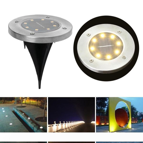 

Underground Light 8 LED Solar Power Buried Light Under Ground Lamp Outdoor Path Way Garden Lawn Yard Outdoor Lighting