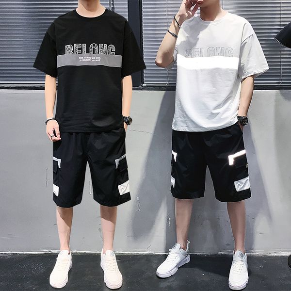 men's summer suit 2020 casual short-sleeved t-shirt trendy set handsome slightly fat boys wear trendy men match, Black;white
men's summer suit 2020 casual short-sleeved t-shirt trendy set handsome slightly fat boys wear trendy men match, Black;white