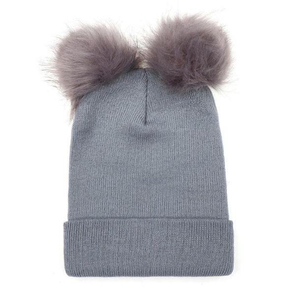 women pompom autumn winter double ball beanies faux fur solid warm knitting soft girl hat, Blue;gray
women pompom autumn winter double ball beanies faux fur solid warm knitting soft girl hat, Blue;gray