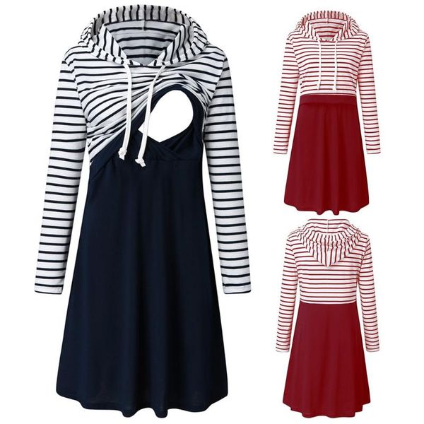 pregnancy dress women maternity long sleeve striped nursing dress for breastfeeding with hooded zwangerschaps kleding#guahao, White
pregnancy dress women maternity long sleeve striped nursing dress for breastfeeding with hooded zwangerschaps kleding#guahao, White