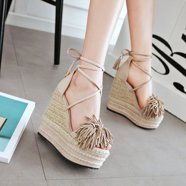 open toe 2020 sandals straw shoes women strappy heels wedge suit female beige tassel peep women's handmade lace up, Black
open toe 2020 sandals straw shoes women strappy heels wedge suit female beige tassel peep women's handmade lace up, Black