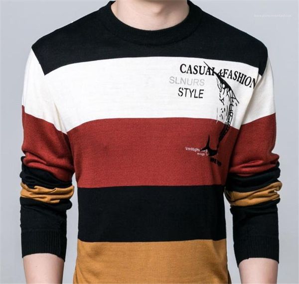 slim striped print panelled mens sweaters casual pullover males clothing letter print mens designer sweaters fashion, White;black
slim striped print panelled mens sweaters casual pullover males clothing letter print mens designer sweaters fashion, White;black