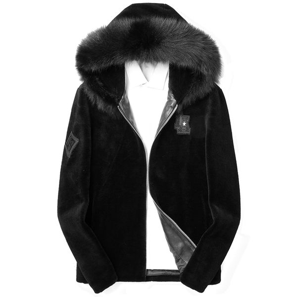 real fur coat men's winter jacket fur collar real sheep shearling coat men wool coats plus size 17cha180854y my1959, Black
real fur coat men's winter jacket fur collar real sheep shearling coat men wool coats plus size 17cha180854y my1959, Black