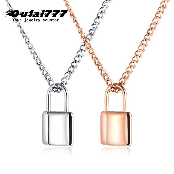oulai777 lock necklace men couple pendant necklace jewelry on the neck stainless steel statement rose gold lovers chain, Silver
oulai777 lock necklace men couple pendant necklace jewelry on the neck stainless steel statement rose gold lovers chain, Silver