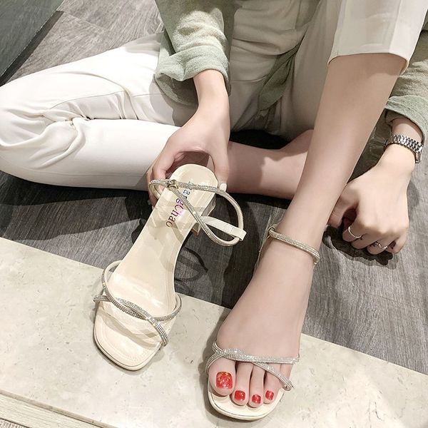mid heel sandals women shoes summer shiny square heels crystal narrow band open toe sandals women party shoes 2020 new, Black
mid heel sandals women shoes summer shiny square heels crystal narrow band open toe sandals women party shoes 2020 new, Black