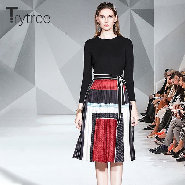 women's tracksuits trytree autumn winter women casual two piece set o-neck knitting black + skirt pleated panelled fashion 2, Gray
women's tracksuits trytree autumn winter women casual two piece set o-neck knitting black + skirt pleated panelled fashion 2, Gray