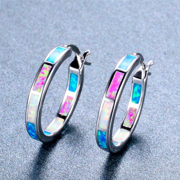 hoop & huggie cute female rainbow fire opal earrings small round circle for women silver color rose gold, Golden;silver
hoop & huggie cute female rainbow fire opal earrings small round circle for women silver color rose gold, Golden;silver