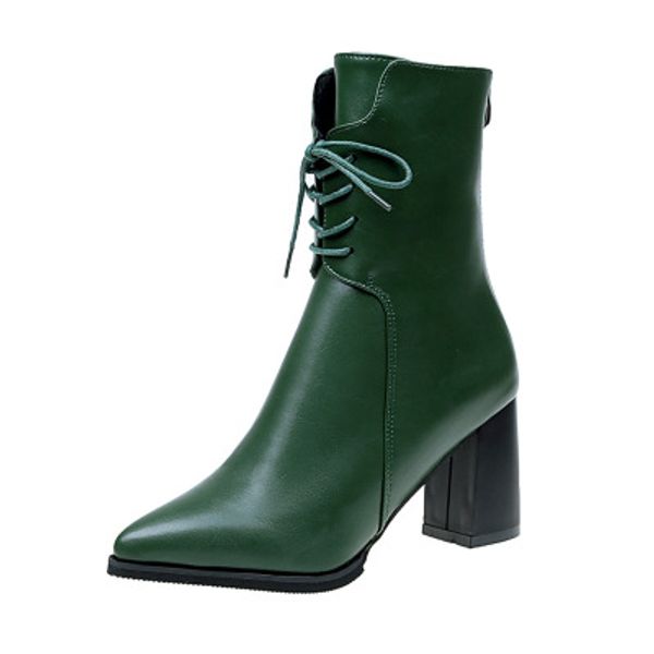 2020 autumn new fashion high-heeled pointed women's boots casual wild thick with lace zipper large size women's boots, Black
2020 autumn new fashion high-heeled pointed women's boots casual wild thick with lace zipper large size women's boots, Black