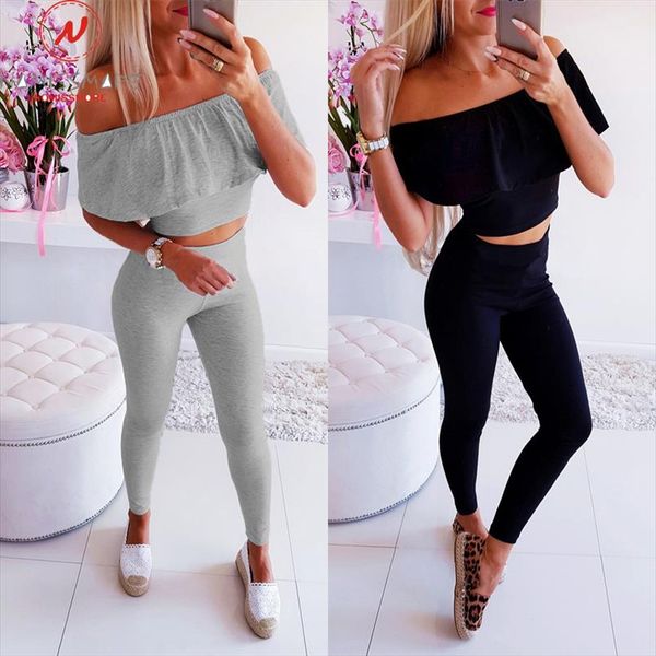 streetwear 2 piece outfits for women off shoulder short sleeve strapless solid color short elastic waist pencil pants, Gray
streetwear 2 piece outfits for women off shoulder short sleeve strapless solid color short elastic waist pencil pants, Gray