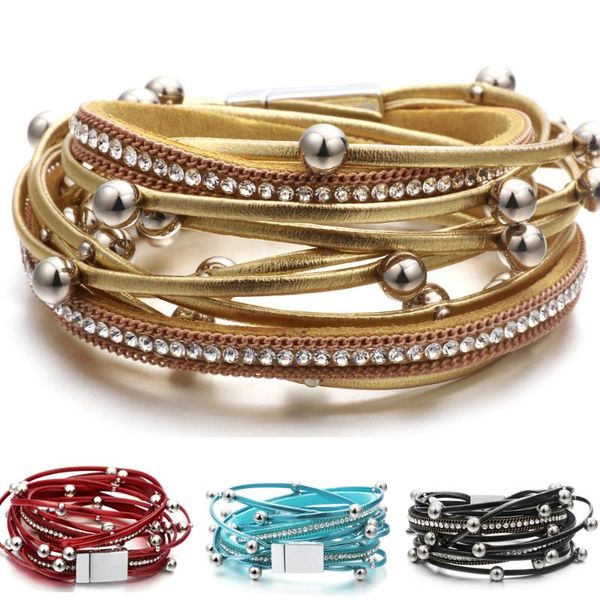 multiple layers leather bracelet for women 5 color fashion vintage leather bracelets & bangle femme party jewelry wholesale, Golden;silver
multiple layers leather bracelet for women 5 color fashion vintage leather bracelets & bangle femme party jewelry wholesale, Golden;silver