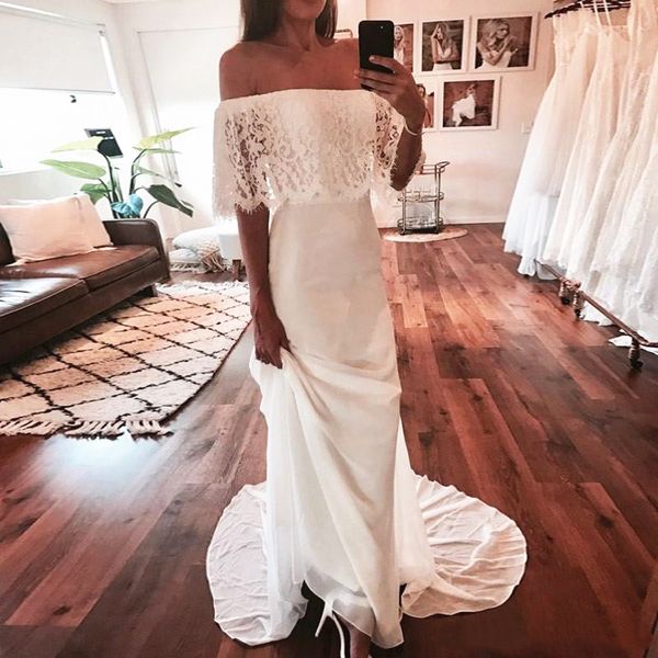 boho пляж свадебные платья off плеча с коротким рукавом кружева шифон элегантный простой дизайн 2021 свадебные платья настройка плюс размер, White
boho пляж свадебные платья off плеча с коротким рукавом кружева шифон элегантный простой дизайн 2021 свадебные платья настройка плюс размер, White