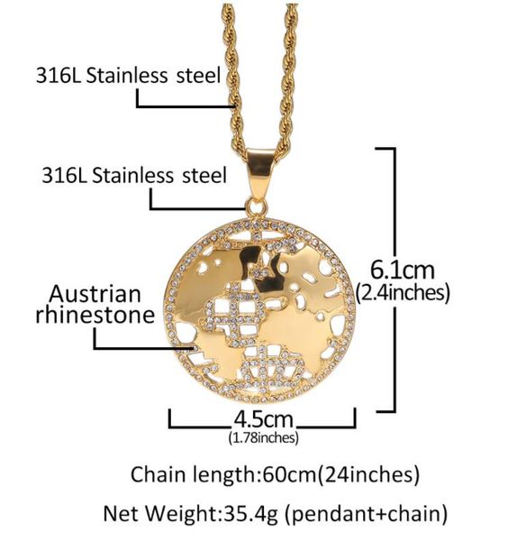 gold-plated diamond-encrusted world map personalized hip hop stainless steel pendants street hipster necklaces are selling across borders666, Silver
gold-plated diamond-encrusted world map personalized hip hop stainless steel pendants street hipster necklaces are selling across borders666, Silver