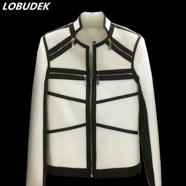 male super star splice white jacket korean slim costume fanshion singer dancer show party nightclub stage bra dj performance, White;black
male super star splice white jacket korean slim costume fanshion singer dancer show party nightclub stage bra dj performance, White;black