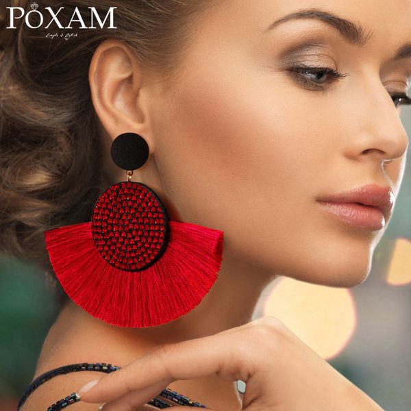poxam bohemian tassel crystal big drop earrings for women red cotton silk fabric fringe earrings 2020 fashion women's jewelry, Silver
poxam bohemian tassel crystal big drop earrings for women red cotton silk fabric fringe earrings 2020 fashion women's jewelry, Silver