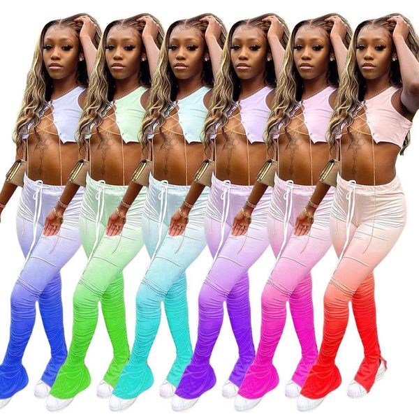 tanks hollow out drawstring split with stacked pants womens designer 2pcs flare pants pleated gradient summer womens tracksuits sleeveless, White
tanks hollow out drawstring split with stacked pants womens designer 2pcs flare pants pleated gradient summer womens tracksuits sleeveless, White