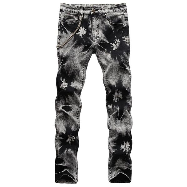 men's jeans europe style hip hop retro men lanyard snow pattern stretch slim full length denim trousers male, Blue
men's jeans europe style hip hop retro men lanyard snow pattern stretch slim full length denim trousers male, Blue
