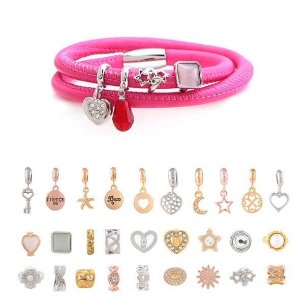 link, chain rosy 40cm genuine leather double layer bracelet set with 4pcs random style diy charms send is not allowed to pick, Black
link, chain rosy 40cm genuine leather double layer bracelet set with 4pcs random style diy charms send is not allowed to pick, Black