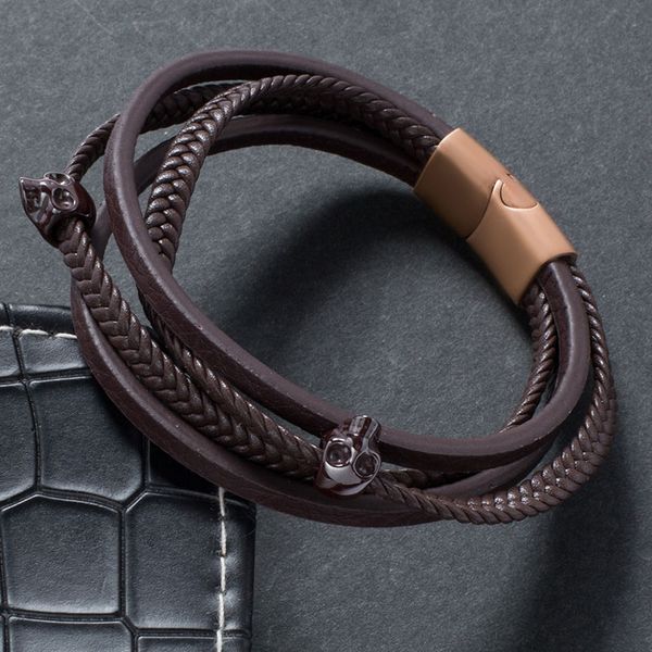 brown blue men leather bracelet jewelry skeleton skull leather bracelet stainless steel buckle punk homme ph501, Golden;silver 
brown blue men leather bracelet jewelry skeleton skull leather bracelet stainless steel buckle punk homme ph501, Golden;silver