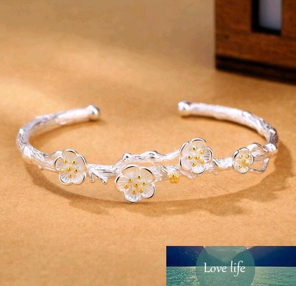 new 925 sterling silver bracelet bangle with gold plated retro handmade cherry blossoms silver jewelry for valentine gift, Black
new 925 sterling silver bracelet bangle with gold plated retro handmade cherry blossoms silver jewelry for valentine gift, Black