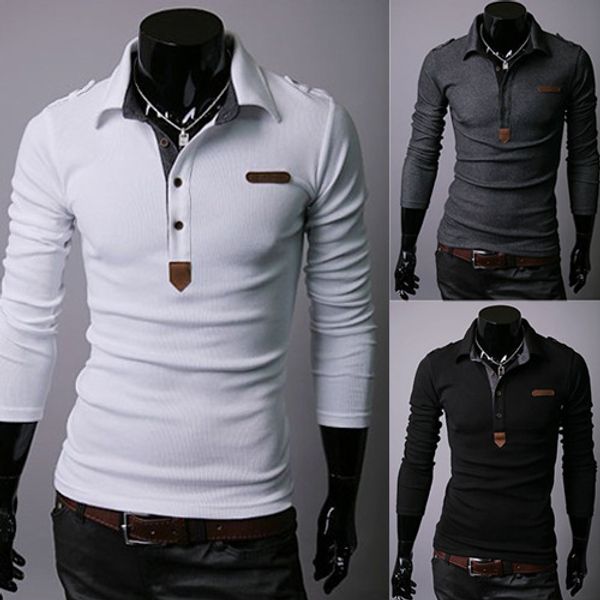 wholesale t-shirt fashion men spring new model men's long-sleeved leather stitching casual, White;black
wholesale t-shirt fashion men spring new model men's long-sleeved leather stitching casual, White;black